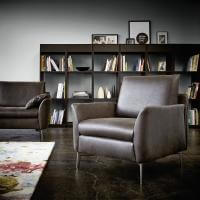 Sessel Liege Sofa Füße Metall Leder Echt Braun Glatt Bequem Ausruhen Entspannen Relaxen Chillen Sitzen Schlafen Einfach