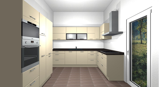 Küche mit Dampfgarer - 3D-Ansicht